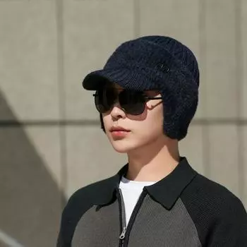 Шапка для старика, мужская зимняя теплая вязаная шерстяная шапка для пожилых отцов, зимняя бархатная шапка-ушанка one size fits all серый