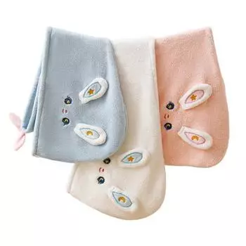 Шапка для сушки волос, супер впитывающее полотенце для сушки волос, нежное полотенце для волос с мультяшным кроликом, обертывание для ванной комнаты розовый