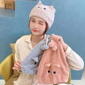 Шапка для сушки волос, суперфлисовое мягкое мультяшное впитывающее полотенце в форме воды, кораллового цвета, микрофибра для волос розовый