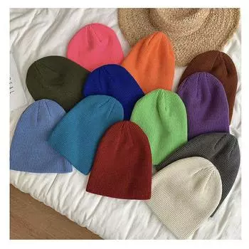 Шапка для улицы женская осенне-зимняя универсальная шерстяная шапка прилив корейская защита ушей теплая интернет знаменитость синяя вязаная шапка холодная шапка M56-58cm жёлтый