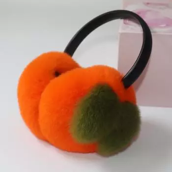 Шапка для ушей из натурального меха, зимние женские теплые наушники из натурального меха кролика рекс, женские модные пушистые помпоны, наушники из натурального меха кролика рекс Good elasticity оранжевый