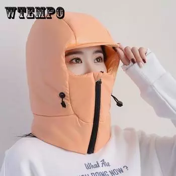 Шапка для женщин, зимняя, пуховая, хлопковая, ветрозащитная, для езды на велосипеде, с защитой от холода, с толстым бархатом, теплая, для езды на электрическом велосипеде, шапка Lei Feng для мужчин one size хаки