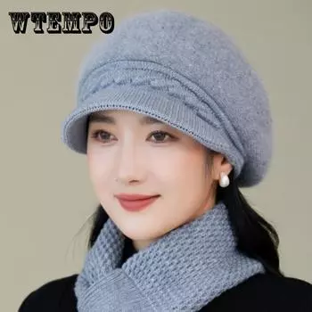 Шапка из искусственного меха кролика, женская зимняя шапка, флисовая утолщенная теплая шерстяная шапка, вязаная шапка hat only