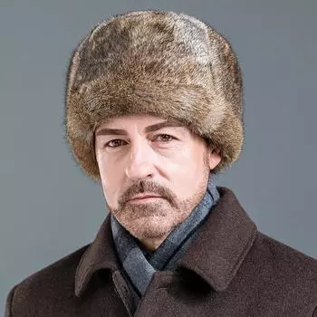 Шапка из кроличьего меха для мужчин, зимние теплые ветрозащитные зимние шапки M56-57cm