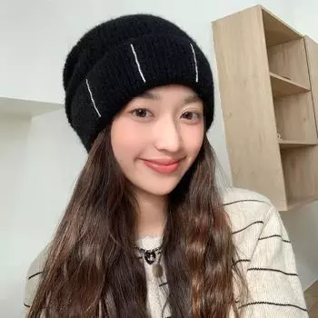 Шапка из меха кролика, женская высококачественная вязаная шерстяная шапка Sense с инкрустацией бриллиантами, зимняя теплая однотонная универсальная шапка-ушанка