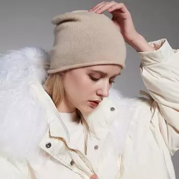 Шапка из натурального козьего кашемира, модная женская теплая шерстяная вязаная мягкая повседневная кепка для мужчин и женщин, унисекс, зима