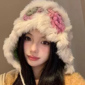 Шапка из шерсти кролика, сплетенная вручную, женская, осень-зима 2024, атмосферная шляпа, показывающая лицо, маленькая сумка, головной убор, прилив M56-58cm хаки