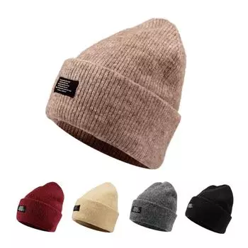 Шапка из шерсти Lazy Wind, вязаная на открытом воздухе, большая окружность головы, шапка для пары, шерстяная зимняя шапка, женская, теплая серый