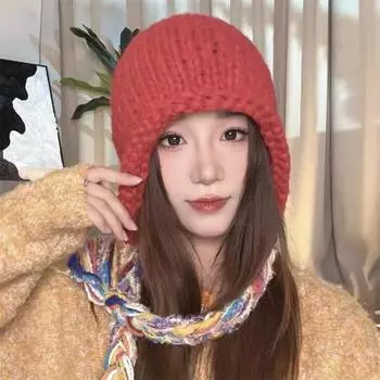 Шапка из шерсти с цветной бахромой и косичкой на осень и зиму, теплая шапка-ушанка для студентов, универсальная модная вязаная шапка-пуловер M56-58cm