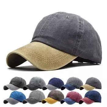 Шапка Кепка Двухцветная 2 Цвета Стираная Простая Простая Кепка Пигментированная Выцветшая x [Penguin Fly] Мужская Женская (Бежевый Серый)