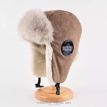 Шапка Lei Feng из искусственного кроличьего меха, женская зимняя, с подкладкой и утолщением, теплая, хлопковая, байкерская, лыжная, мужская One Size серый