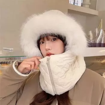 Шапка Lei Feng из кроличьего меха, детская шерстяная шапка на осень и зиму, корейская версия, милая и симпатичная, защитные уши из флиса, теплая вязаная шапка прилив M56-58cm чёрный