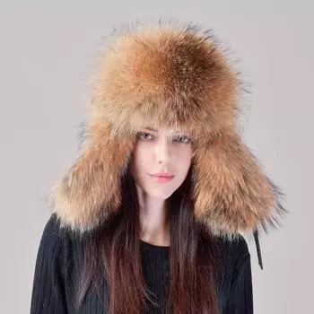 Шапка Lei Feng из лисьего меха женская, из меха енота, женская зимняя, для среднего и пожилого возраста, теплая меховая, кожаная, хлопковая, зимняя Adjustable