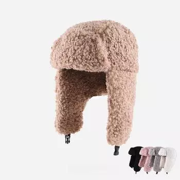 Шапка Lei Feng из овечьей шерсти для мужчин и женщин, зимняя, теплая, утолщенная, для защиты ушей, плюшевая, для лыж One Size серый