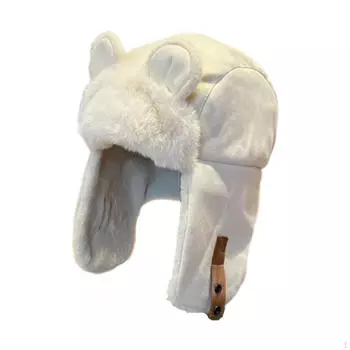 Шапка-ловушка Animal Ear для женщин, стильная мягкая зимняя езда, уличный шопинг бежевый