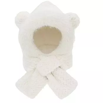 Шапка-медведь для взрослых, милая зимняя шапка, шапка с заячьими ушками, теплый шарф с медведем, плюшевая шапка, костюм медведя, капюшон для детей, женщин, молодых людей, пожилых людей белый