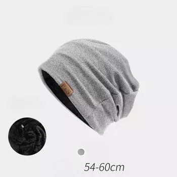 Шапка мужская большая окружность головы весна осень вязаная ворсовая ворсовая холодная шапка защита ушей ворсовые шапки женские One Size