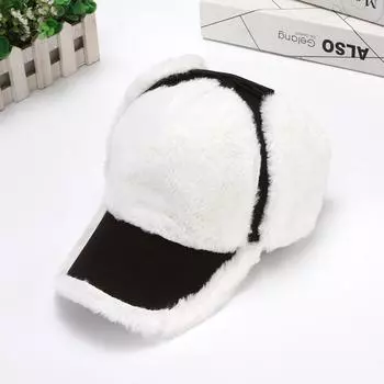 Шапка мужская и женская зимняя бейсболка теплая утолщенная флисовая кепка для защиты ушей