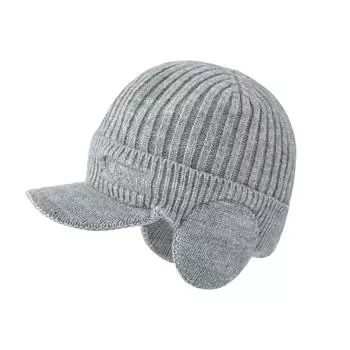 Шапка мужская новая зимняя холодостойкая теплая вязаная шапка зимняя велосипедная уха теплая шерстяная шапка One Size светло-серый