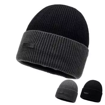 Шапка мужская сезонная уличная флисовая теплая хлопковая шапка женская велосипедная утолщенная теплая вязаная шерстяная шапка One size серый