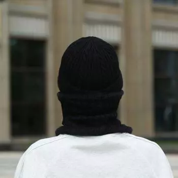 Шапка мужская зимняя новая флисовая вязаная шапка для велоспорта ветрозащитная теплая защитная шапка для шеи из двух частей шерстяная шапка one size fits all красный