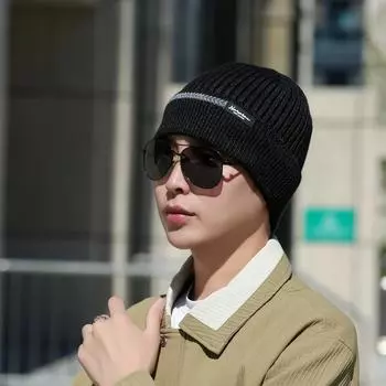 Шапка мужская зимняя вязаная шапка флисовая утолщенная для верховой езды защита ушей холодная зимняя мужская и женская термошапка холодная шапка прилив One size красный