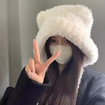 Шапка осенне-зимняя плюшевая вязаная теплая шерстяная шапка женская уличная однотонная симпатичная шапка-пуловер one size fits all белый