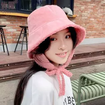 Шапка-панама унисекс из овечьей шерсти, осенне-зимняя, в корейском стиле, кепка из овечьего меха, рыбацкая шапка белый