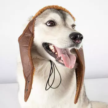 Шапка пилота для собак для холодной погоды, ветрозащитная, креативная шапка с ушами, макияж для домашних животных, кошек Coffee S