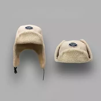 Шапка пилота Lei Feng женская зимняя лыжная теплая утолщенная ветрозащитная плюшевая шапка с ушками из ягненка модная мужская M56-58cm чёрный