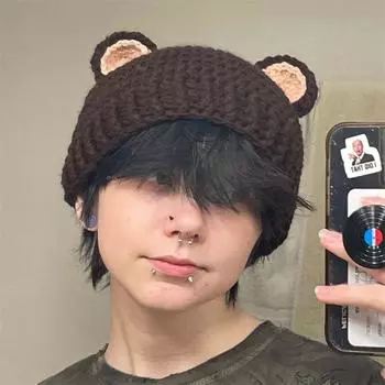 Шапка пряничного человечка, связанная вручную. Рождественская шапка пряничного человечка. adult 57-59cm