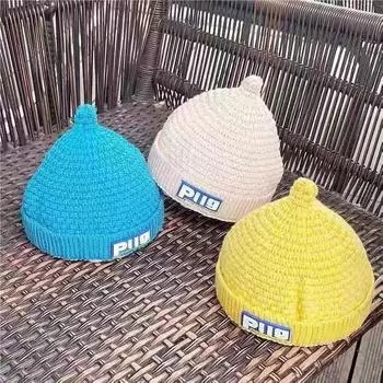 Шапка-пустышка Детская вязаная шерстяная шапка для мальчиков и девочек Осенне-зимний теплый утолщенный детский пуловер Шапка из дынной кожуры