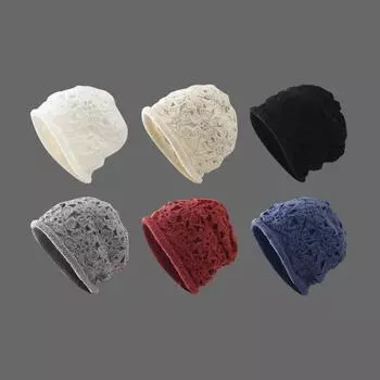 Шапка ручной работы крючком женская осенне-зимняя универсальная теплая мягкая цветочная шапка-пуловер двухслойная вязаная шерстяная шапка головной убор Elastic тёмно-синий