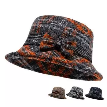 Шапка рыбака для мамы среднего возраста, цветная, осенне-зимняя, с бантом, женская, вязаная, толстая, теплая шапка темно-синий