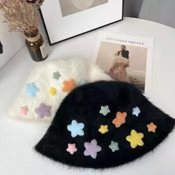 Шапка рыбака из кроличьей шерсти для женщин, корейская версия, зимняя, с большой головой, на талии, меховая, теплая, водонепроницаемая, плюшевая шапка 56-60cm белый