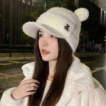Шапка рыбака из однотонной овечьей шерсти, женская зимняя двухсторонняя шапка-ведро, универсальная, подчеркивающая лицо, маленькая, утолщенная, теплая, плюшевая шапка One Size белый