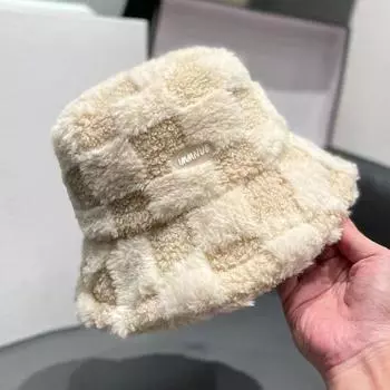 Шапка рыбака из овечьей шерсти, женская зимняя корейская версия сотни модных шляп для показа на лице, маленькая шляпа-горшок, теплая стеганая шапка для отдыха one size fits all