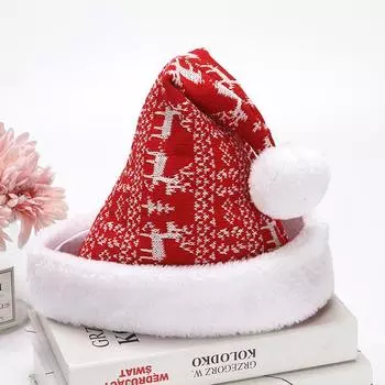Шапка с изображением оленя в виде снежинки, зимняя, утолщенная, вязаная, бархатная, для взрослых, рождественская шапка с рождественским декором, подарки на Новый год