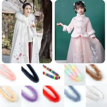 Шапка с капюшоном 8 см, отделка из искусственного лисьего меха, пушистый утолщенный свитер в полоску из искусственного меха, пальто «сделай сам» 3