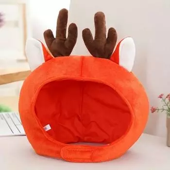 Шапка с капюшоном Party Pang Cute [Rudolph Short Horn] Милая шляпа для персонажей Кукольная шляпа Праздничная шляпа Шляпа с изображением животных Рождественская шляпа Шляпа Рудольфа