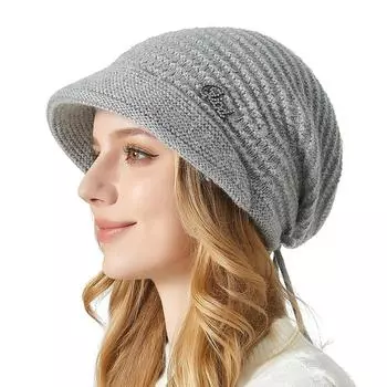 Шапка с кроличьей шерстью, женская зимняя толстая вязаная шапка, теплая шапка белый