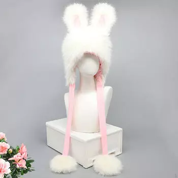 Шапка с кроличьими ушками, милый плюшевый головной убор для сценического выступления на свежем воздухе