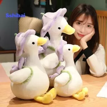 Шапка с плюшевой игрушкой в виде утки - декор с милыми цветами - наполнитель из полипропиленового хлопка - мягкая подушка для объятий S жёлтый