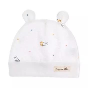 Шапка с плюшевым мишкой Organic Boom Baby Cup Rabbit, БЕСПЛАТНО, Цвет слоновой кости, Популярная детская одежда в Корее