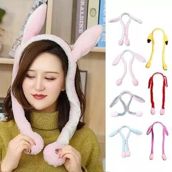 Шапка с подвижными ушками, прыгающая шапка, плюшевая шапка, кепка для женщин и девочек, праздничная шапка One Size