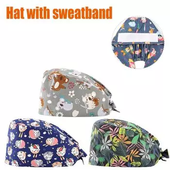 Шапка с разноцветным принтом и защитной лентой-стойкой для ушей 1 шт.