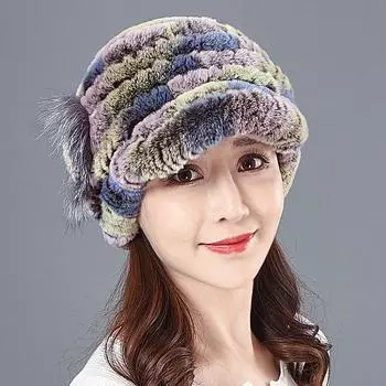 Шапка с утиным язычком из натуральной шерсти кролика-выдры, осенняя и зимняя шапка из меха лисы для женщин среднего возраста, вязаная шерстяная защита для ушей, теплая и универсальная One SIze