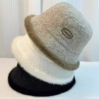 Шапка с вышитым алфавитом, шляпа рыбака, модная женская зимняя теплая повседневная шляпа для отдыха на открытом воздухе 54-59 Adjustable чёрный