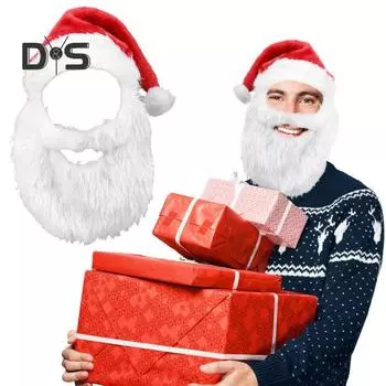 Шапка Санты с бородой для рождественской вечеринки, костюм Санта-Клауса для детей и взрослых, головной убор Санта-Клауса для косплея, вечеринок, выступлений на сцене красный