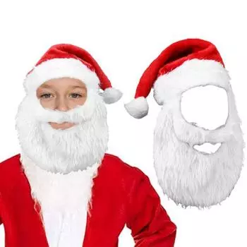 Шапка Санты Yousheng с бородой, костюм Санта-Клауса для рождественской вечеринки, детский и взрослый головной убор Санта-Клауса для косплея, вечеринок, выступлений на сцене красный